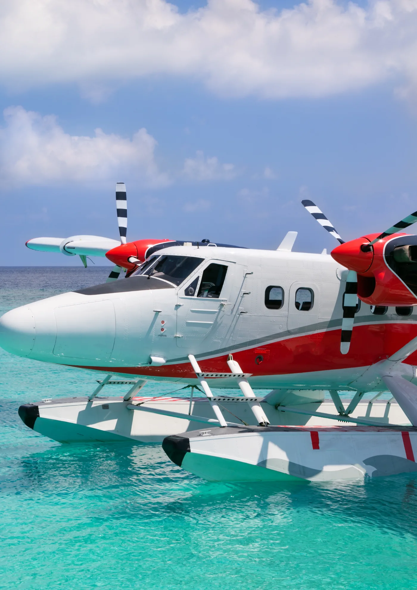 Scenic seaplane access over tropical islands